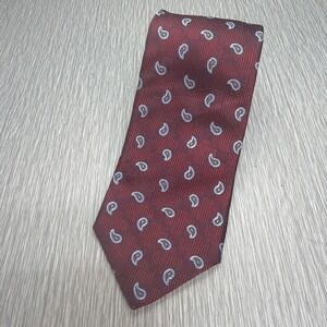 Gitman Gold Tie Silk Paisley Burgundy Red Classic‎ Preppy Menswear Made USA